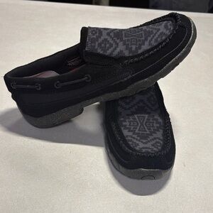 Twisted X Black and Gray Patterned Loafers